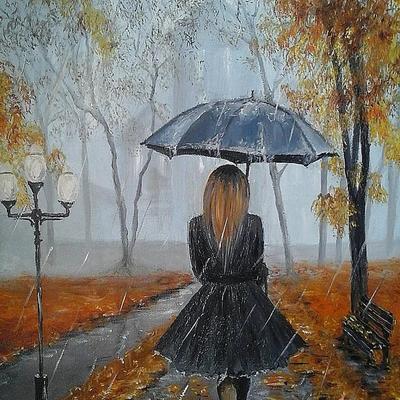 Фото осень дождь девушка