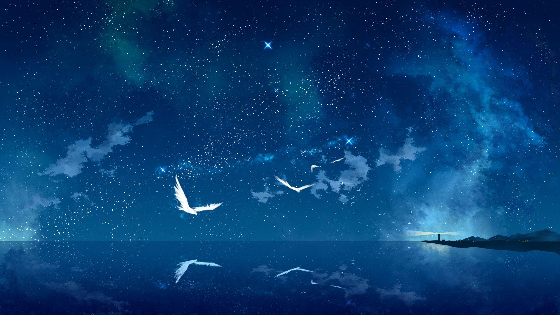 Звездное небо аниме картинки