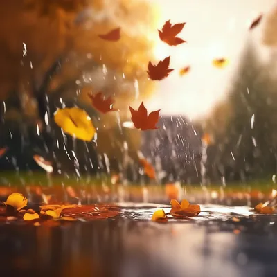 Картинки осень дождь листья